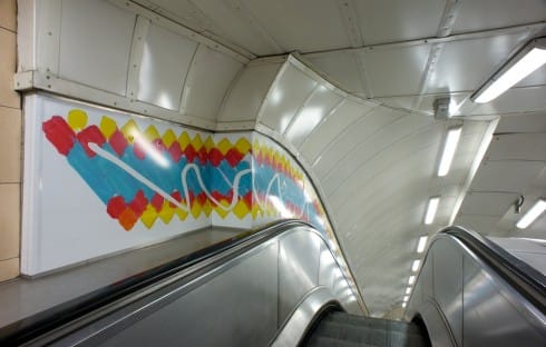 A LOCK IS A GATE &copy; Ruth Ewan 2011. Artwork for Bethnal Green station escalators. Photograph: Daisy Hutchison