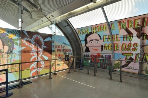 Bob and Roberta Smith and Tim Newton, The Stratford Cinema Kiosk in situ at Stratford station, part of the Who is Community? project, 2012. Photograph: Thierry Bal
