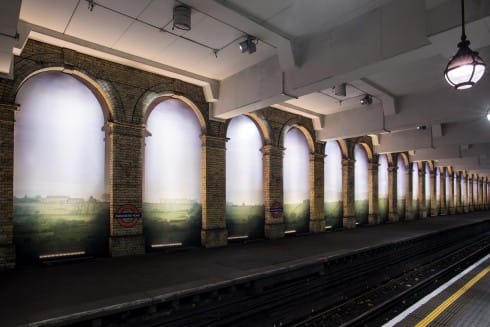 An English Landscape (American Surveillance Base near Harrogate, Yorkshire), Trevor Paglen, Gloucester Road station, 2014 
Photograph: Thierry Bal 