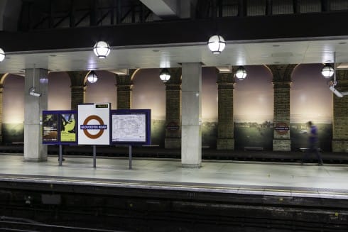 An English Landscape (American Surveillance Base near Harrogate, Yorkshire), Trevor Paglen, Gloucester Road station, 2014 
Photograph: Ollie Hemmick 
