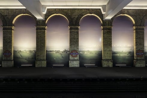 An English Landscape (American Surveillance Base near Harrogate, Yorkshire), Trevor Paglen, Gloucester Road station, 2014 
Photograph: Ollie Hemmick 