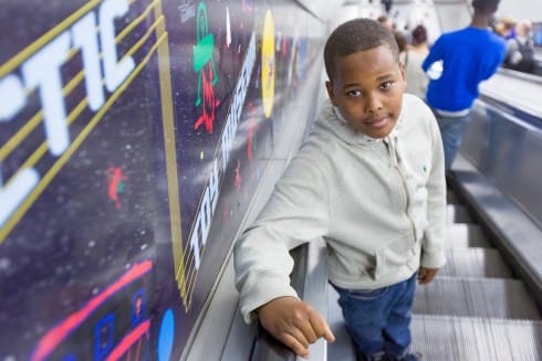 Transporter, Harold Offeh and young people from Baraka Youth Association and Canalside Activity Centre, Bethnal Green station, 2013 
Photograph: Benedict Johnson 