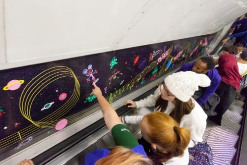 Transporter, Harold Offeh and young people from Baraka Youth Association and Canalside Activity Centre, Bethnal Green station, 2013 
Photograph: Benedict Johnson 