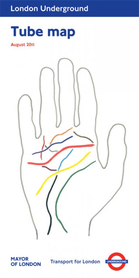 All my lines in the palm of your hand by Michael Landy. Tube map cover August 2011