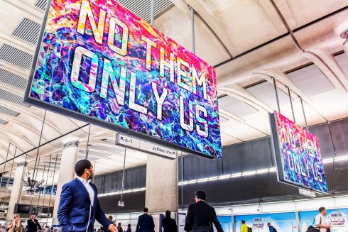No Them Only Us, Mark Titchner, Canary Wharf station, 2016