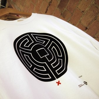 detail of Labyrinth printed on sweatshirt