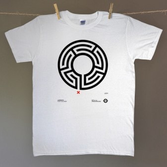 Labyrinth t-shirt hung on line