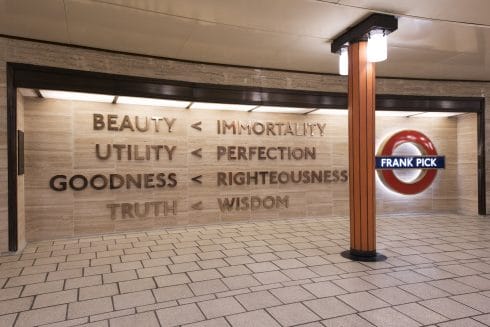 ‘Beauty < Immortality’, Langlands & Bell, Piccadilly Circus station, 2016, Photo: Thierry Bal, © TFL