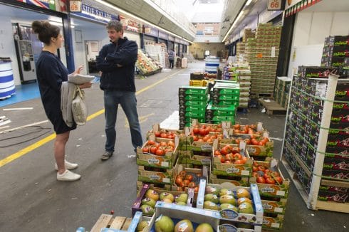 Emma Smith meeting residents along the Northern Line Extension. Photo: Alastair Fyfe, 2017