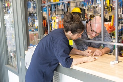 Emma Smith meeting residents along the Northern Line Extension. Photo: Alastair Fyfe, 2017