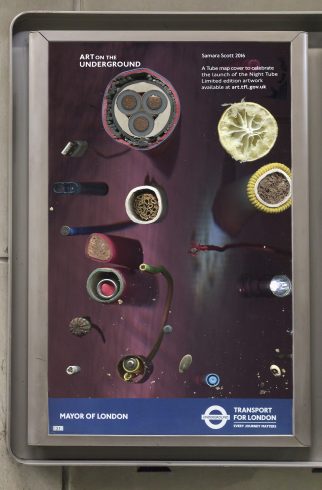 Samara Scott, Night Tube pocket map commission, Untitled, 2016. Photo: Benedict Johnson, 2016