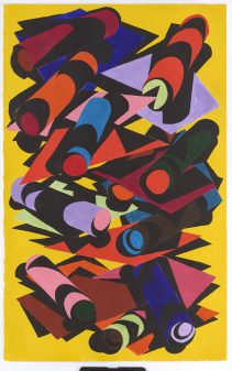 An colourful abstract artwork on paper by artist, Phyllida Barlow