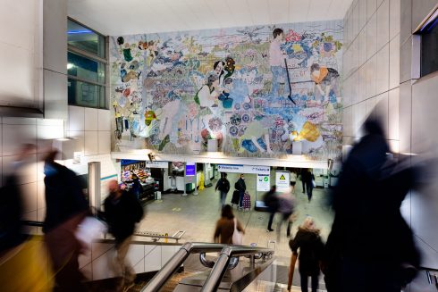 Helen Johnson, 'Things Held Fast', 2021. Brixton Underground station. Commissioned by Art on the Underground. Courtesy the artist and Pilar Corrias, London. Photo: Angus Mill, 2021