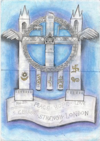 'Trust, Peace, Hope, Love, Change, Strength, London' by Muhammed Tanber Ayub, Sankofa Poster Competition Runner Up Westminster City School 