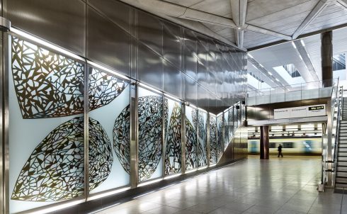 Simon Periton, 'Avalanche', 2016. Farringdon station (Elizabeth line). Commissioned as part of The Crossrail Art Programme. Courtesy the artist and Sadie Coles HQ. Photo: GG Archard, 2022 