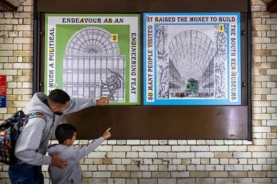 Kid's Trail in the South Kensington tunnels in connection with Monster Chetwynd's  'Pond Life: Albertopolis and the Lily', a major new commission at Gloucester Road. Photo: Benedict Johnson, 2023
