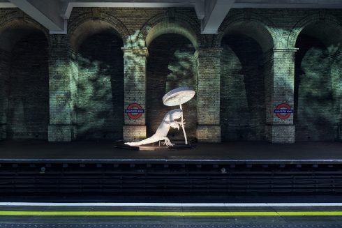 Monster Chetwynd, ‘Pond Life: Albertopolis and the Lily’, 2023. Gloucester Road station. Commissioned by Art on the Underground. Photo: GG Archard