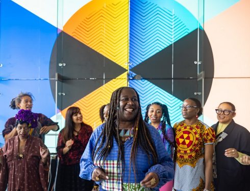 Barby Asante and performers at the launch of 'Declaration of Independence', 2023 at Stratford station. Sunday 17 September, 2023. Photo: Benedict Johnson 