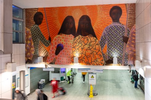 Jem Perucchini, 'Rebirth of a Nation', 2023. Brixton Underground station. Commissioned by Art on the Underground. Photo: Angus Mill